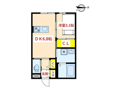 HARU7(1DK/1階)の間取り写真