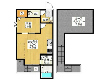 GRANDTIC COCON FUNAIRIMINAMI(1LDK/2階)の間取り写真