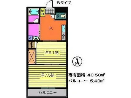 アーバンコート沖洲(2K/3階)の間取り写真