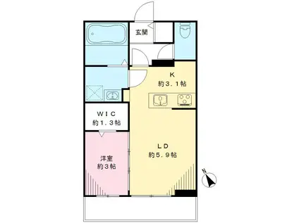 クロシェット赤塚(1LDK/2階)の間取り写真