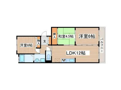 TAHO弐番館(3LDK/1階)の間取り写真