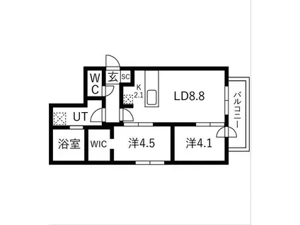 BALBONI山鼻(2LDK/2階)の間取り写真