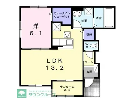 ヴェルドミール緑台I(1LDK/1階)の間取り写真