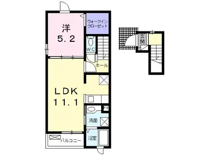 ル・パルテール(1LDK/2階)の間取り写真