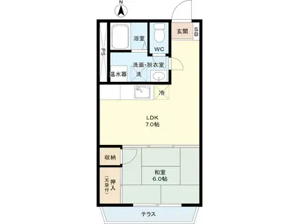 マンション富紀(1LDK/3階)の間取り写真