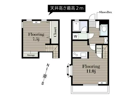 エテルノカスカータII(1LDK/2階)の間取り写真