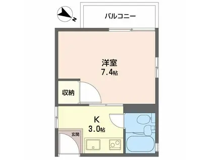 フレグランス西岡本(1K/2階)の間取り写真