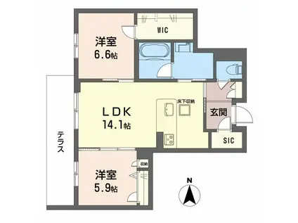 プラート キアリノ(2LDK/1階)の間取り写真