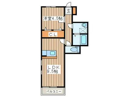 PRIMROSEIII(1LDK/1階)の間取り写真