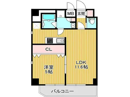 オルフェアレジデンス難波(1LDK/7階)の間取り写真