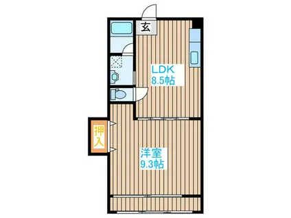ひまわりビル(1LDK/2階)の間取り写真