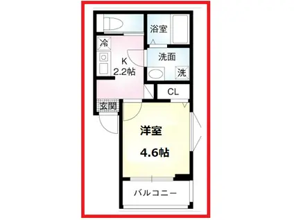 ノースクレスト(1K/1階)の間取り写真