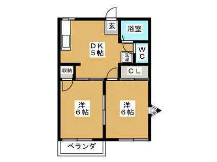 ル ソレイユ(2DK/2階)の間取り写真