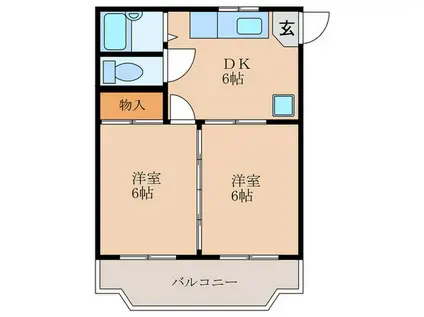 パークハイツ江尻(2DK/2階)の間取り写真