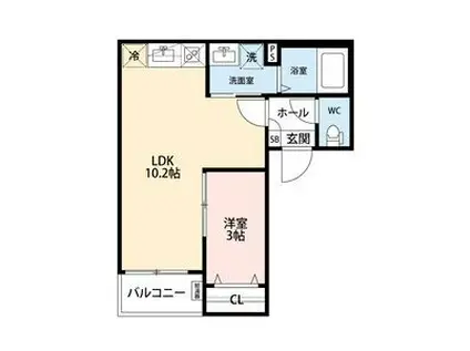 GRANDBLUE HARUTAI(1LDK/1階)の間取り写真