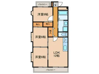 カーサマンション(3LDK/3階)の間取り写真