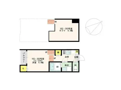 BELLE CE DOMANI 大橋 STA(1K/2階)の間取り写真