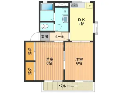 シティハイムハイムセゾン(2DK/2階)の間取り写真