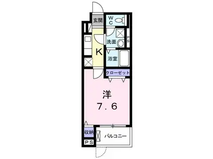 サンフォーレ北野(1K/1階)の間取り写真