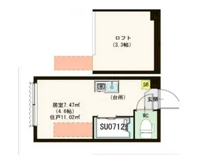 GLUCK江原町(ワンルーム/1階)の間取り写真