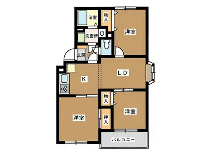 ラルジュ山下(3LDK/1階)の間取り写真