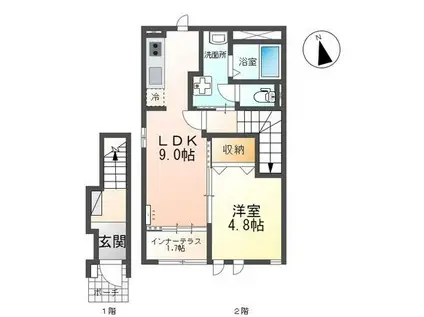 アメニティ100(1LDK/2階)の間取り写真