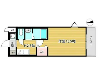 ヴェールメゾン(1K/1階)の間取り写真