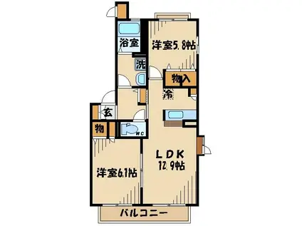 クレール(2LDK/1階)の間取り写真