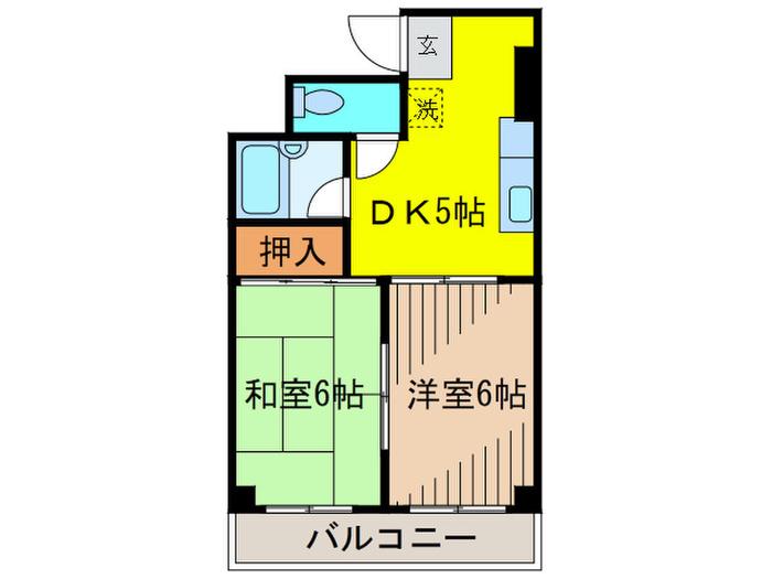 フラット大竹(2DK/1階)の間取り写真