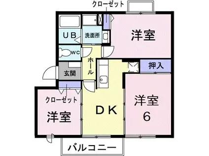 ヴィレッジトミタB棟(3DK/2階)の間取り写真