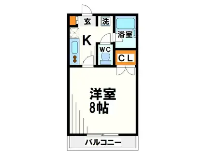 ベルコリーヌ(1K/2階)の間取り写真