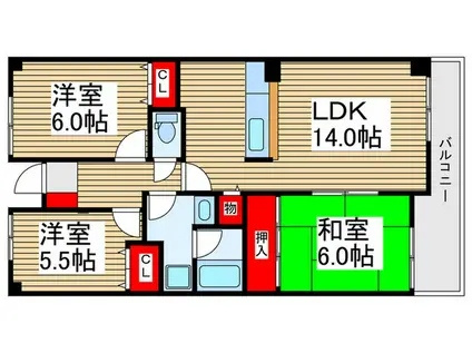 ホワイトハウスうれし野(3LDK/3階)の間取り写真