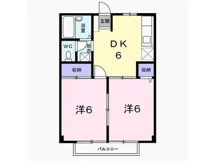 シティハイツウサミ(2DK/2階)の間取り写真