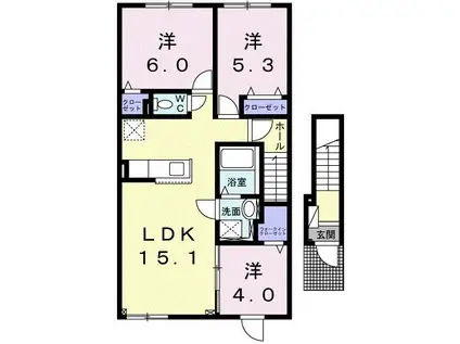 セプテットVI(3LDK/2階)の間取り写真