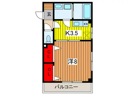エスペランサ北浦和(1K/3階)の間取り写真