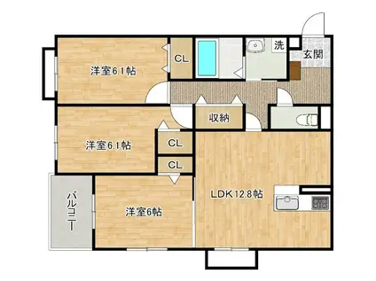 LA PAUSE愛宕(3LDK/2階)の間取り写真