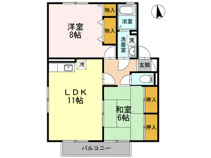 アクール(2LDK/1階)の間取り写真