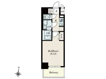S-RESIDENCE堀田ノース II(1K/11階)の間取り写真