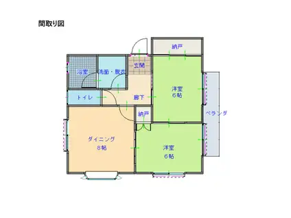 メゾンT駅家B(2DK/2階)の間取り写真