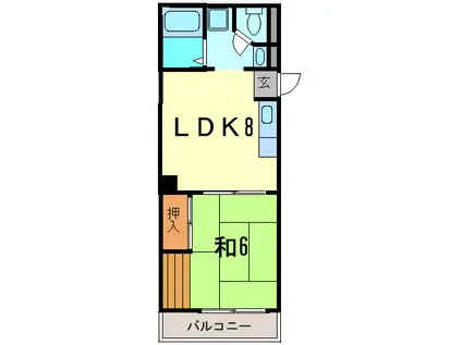 本町アパートメント(1LDK/4階)の間取り写真