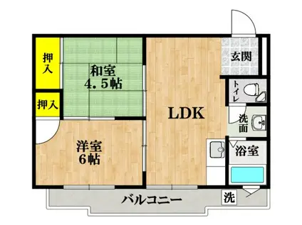 ジェイプライド上本町(2LDK/3階)の間取り写真