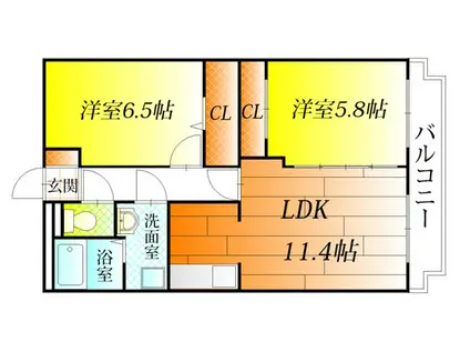 グランシャリオ(2LDK/1階)の間取り写真
