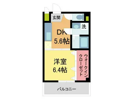 ELEGANTE宝塚(1DK/2階)の間取り写真