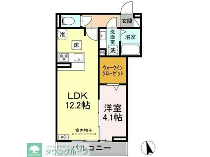 セレスティア長良 イースト(1LDK/3階)の間取り写真