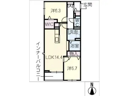 RADIANT(2LDK/1階)の間取り写真
