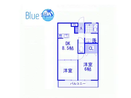 グランドアベニュー洋光台(2DK/1階)の間取り写真