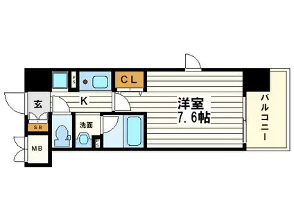 ジュネーゼ・グラン心斎橋東(1K/4階)の間取り写真