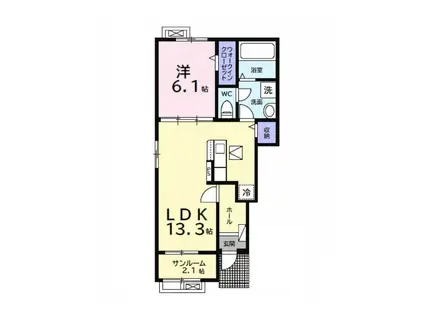 クレスト(1LDK/1階)の間取り写真