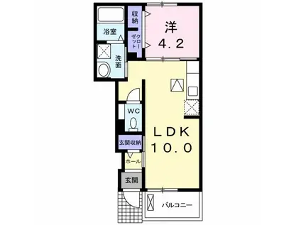 ルミナスあくいII(1LDK/1階)の間取り写真