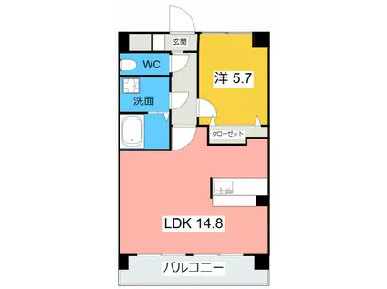 クリアーレ(1LDK/1階)の間取り写真